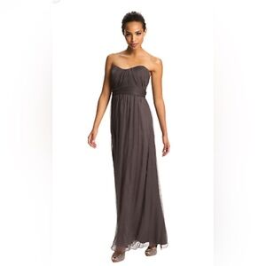 AMSALE ~ Grey Chiffon Crinkle Silk Sweetheart Strapless Formal Gown 4 $310